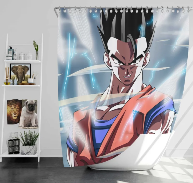 Mystic Gohan Unleashed Power Anime Shower Curtain