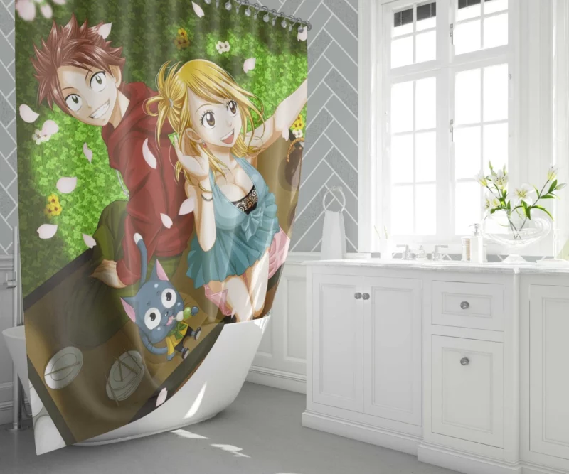 NaLu Blossoming Connection Anime Shower Curtain 1