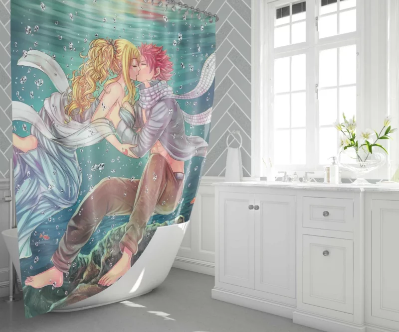 NaLu Journey in Fairy Tail Anime Shower Curtain 1