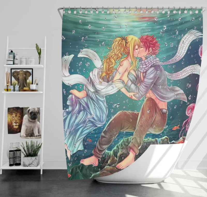 NaLu Journey in Fairy Tail Anime Shower Curtain