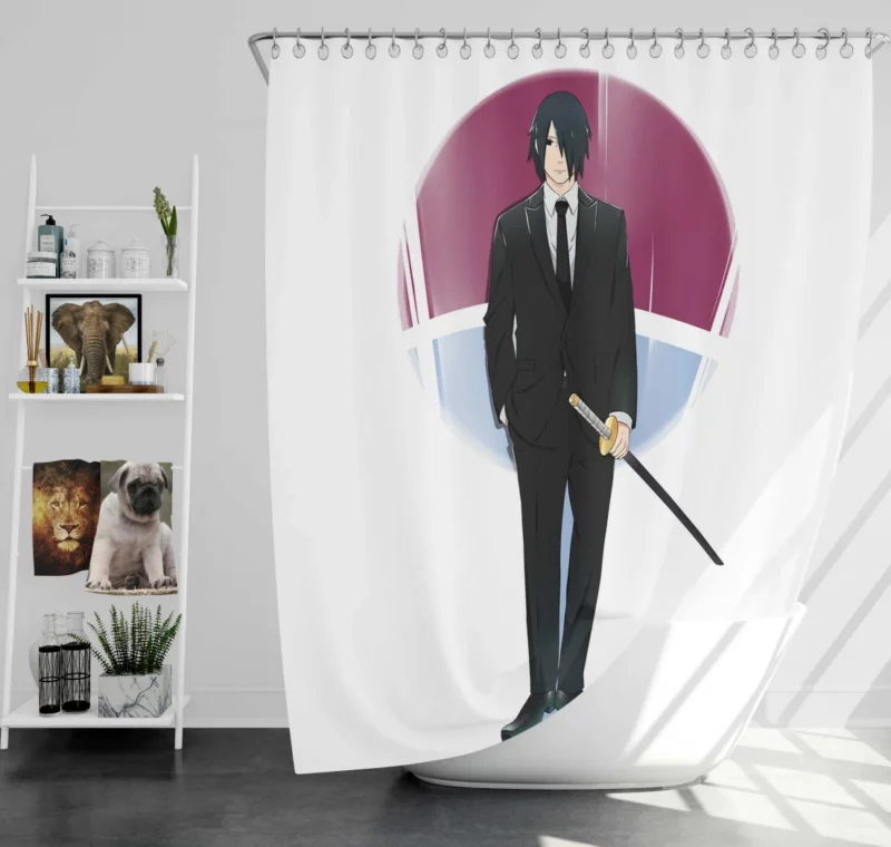 Naruto Rival Sasuke Uchiha Anime Shower Curtain