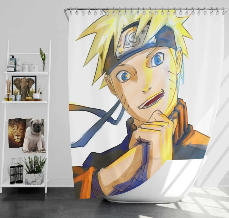 Naruto Uzumaki Blonde-Blue-Eyed Hero Anime Shower Curtain