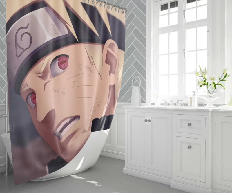 Naruto Uzumaki Red-Eyed Blond Hero Anime Shower Curtain 1