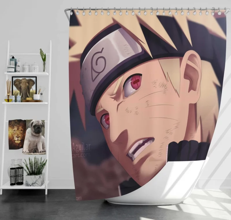 Naruto Uzumaki Red-Eyed Blond Hero Anime Shower Curtain