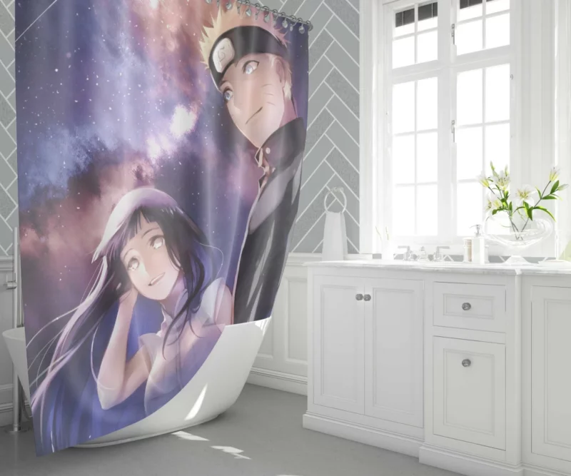 Naruto and Hinata Heartwarming Love Anime Shower Curtain 1