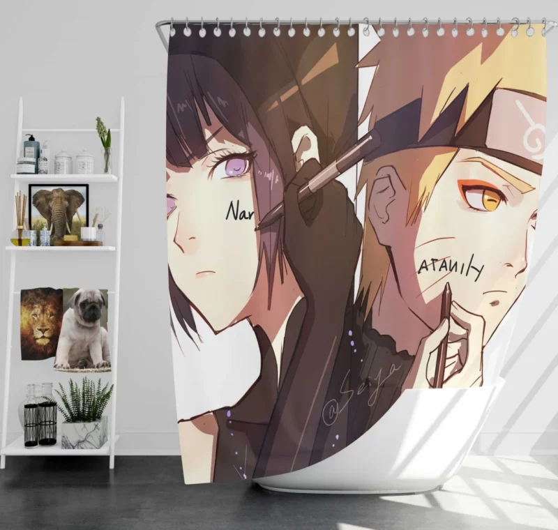 Naruto and Hinata Love Journey Anime Shower Curtain