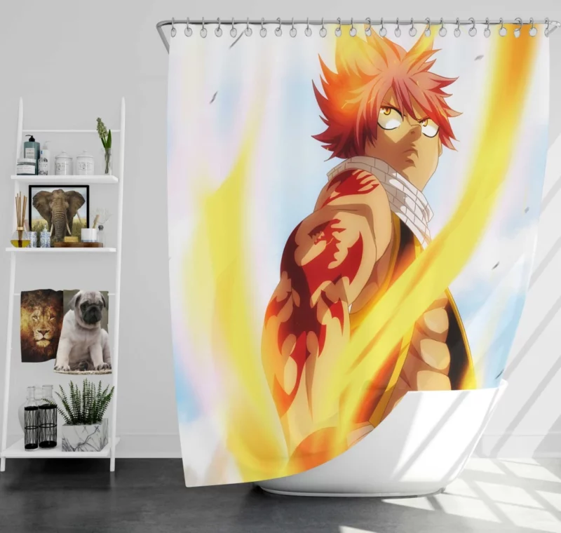 Natsu Dragneel Epic Journey Anime Shower Curtain