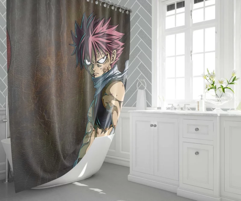 Natsu Dragneel Fiery Adventure Anime Shower Curtain 1