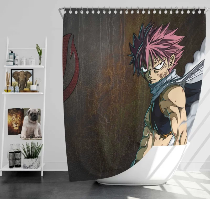 Natsu Dragneel Fiery Adventure Anime Shower Curtain