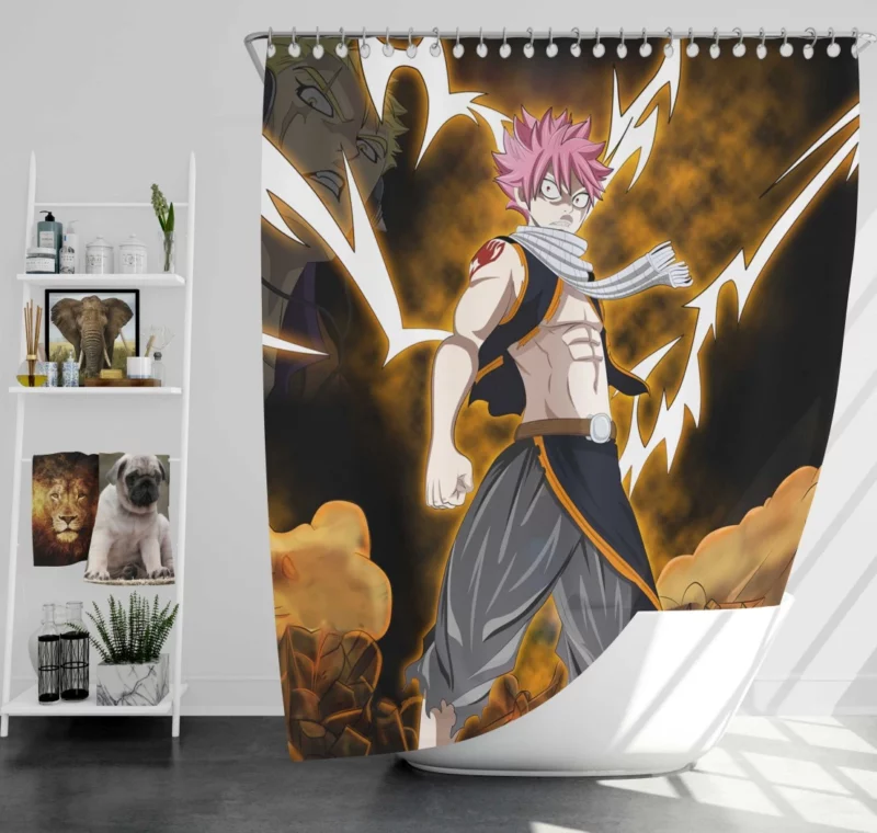 Natsu Dragneel Fire Magic Anime Shower Curtain