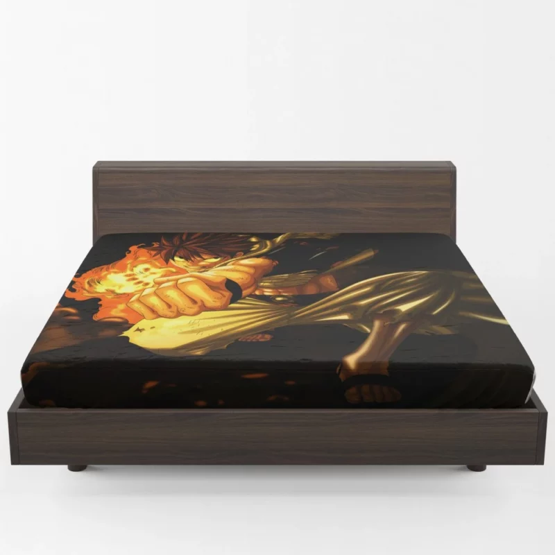 Natsu Dragneel Flaming Hero Anime Fitted Sheet 1