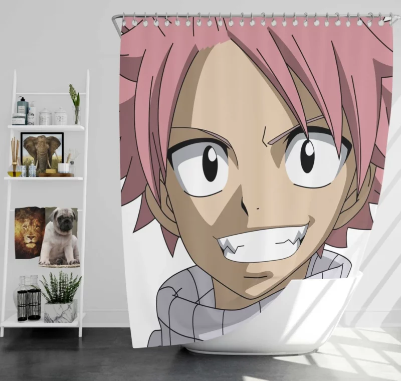 Natsu Dragneel Flaming Quest Anime Shower Curtain