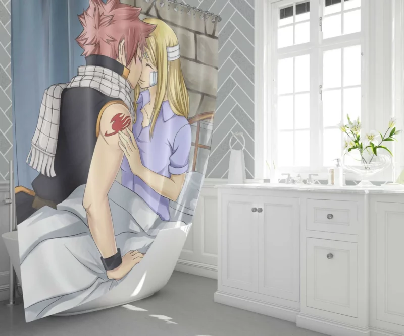 Natsu Dragneel and Lucy Heartfilia Anime Shower Curtain 1