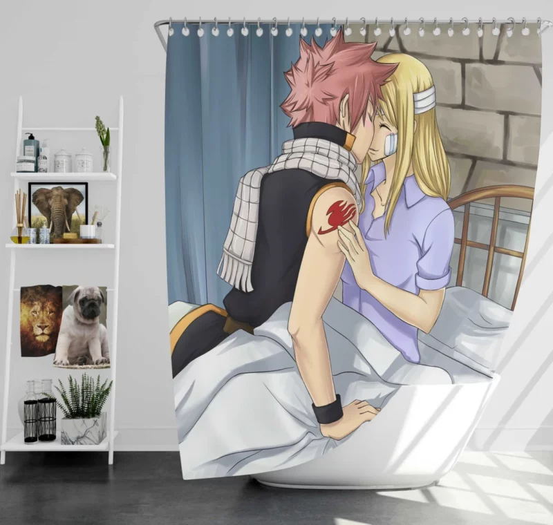 Natsu Dragneel and Lucy Heartfilia Anime Shower Curtain