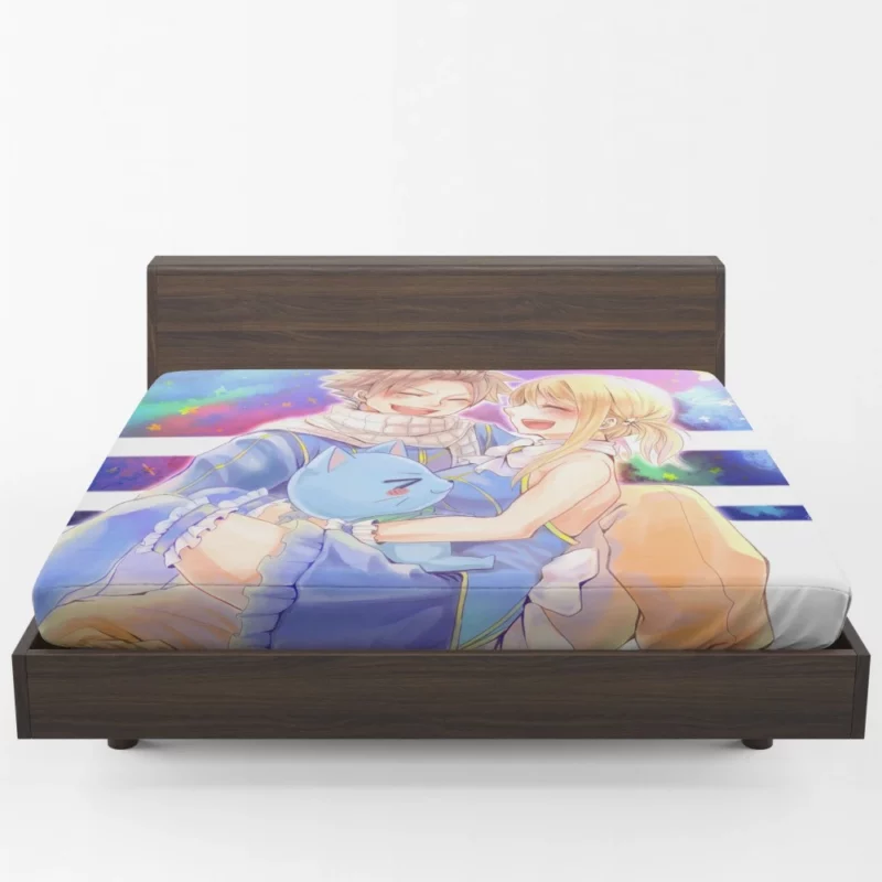 Natsu Lucy & Happy Anime Fitted Sheet 1