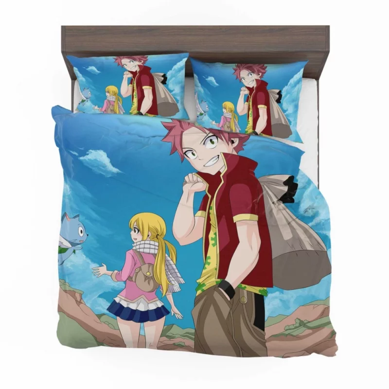 Natsu Lucy and Happy Dynamic Trio Anime Bedding Set 1