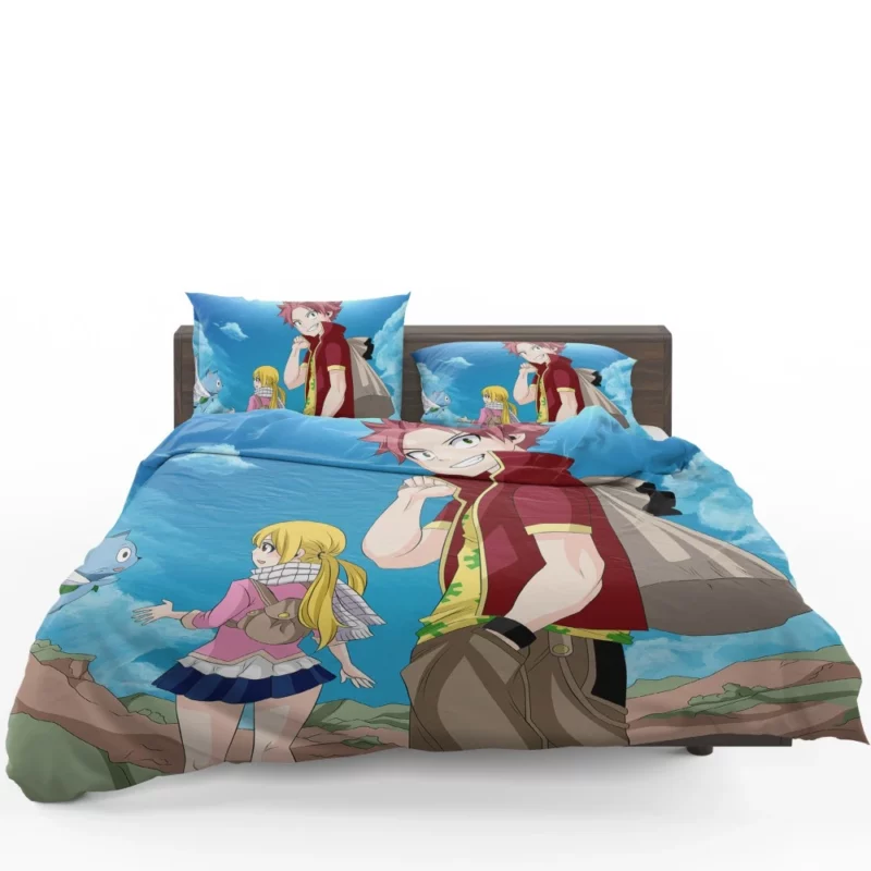 Natsu Lucy and Happy Dynamic Trio Anime Bedding Set