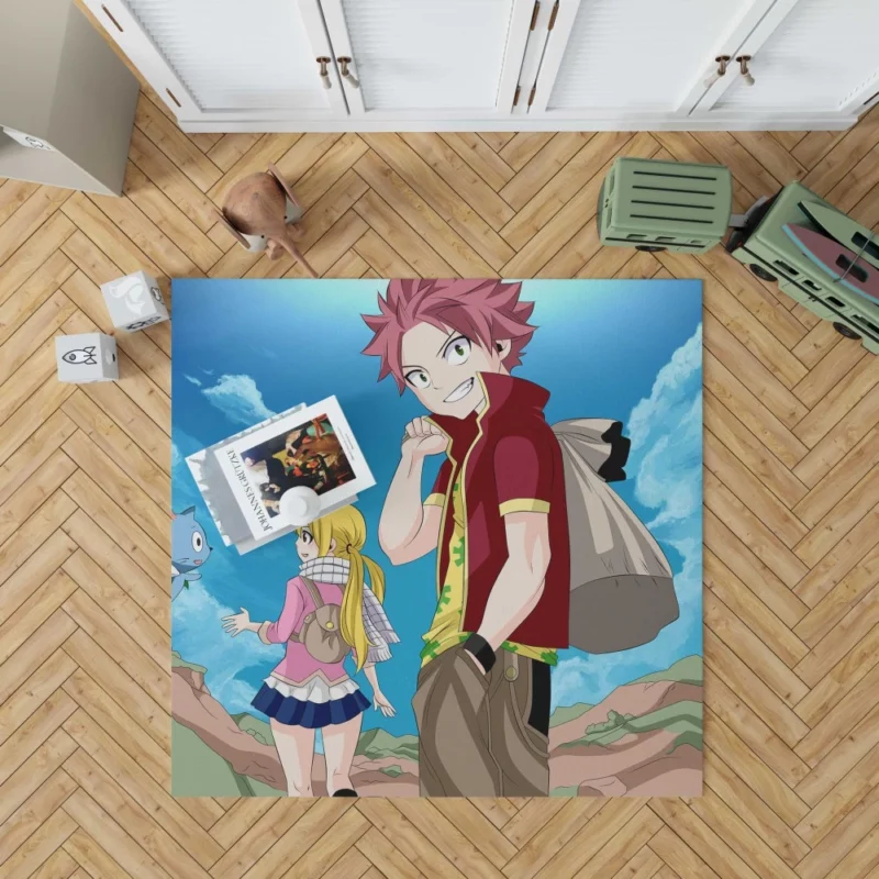 Natsu Lucy and Happy Dynamic Trio Anime Rug