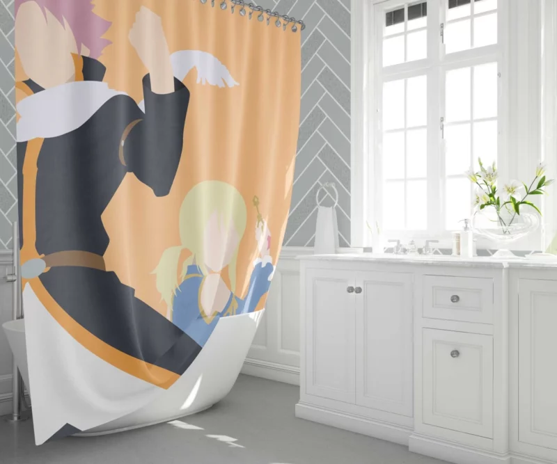 Natsu and Lucy Adventures Anime Shower Curtain 1