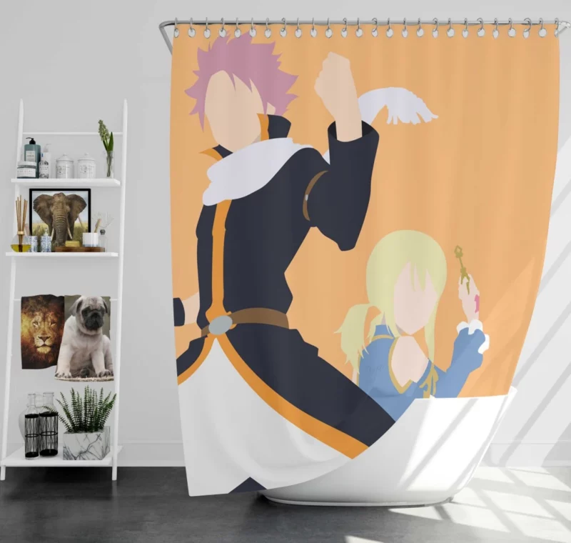 Natsu and Lucy Adventures Anime Shower Curtain