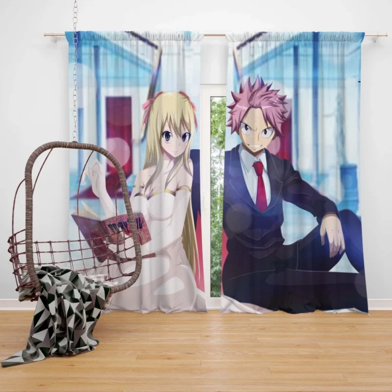 Natsu and Lucy Unbreakable Team Anime Curtain