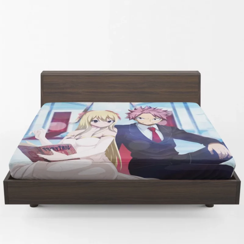 Natsu and Lucy Unbreakable Team Anime Fitted Sheet 1