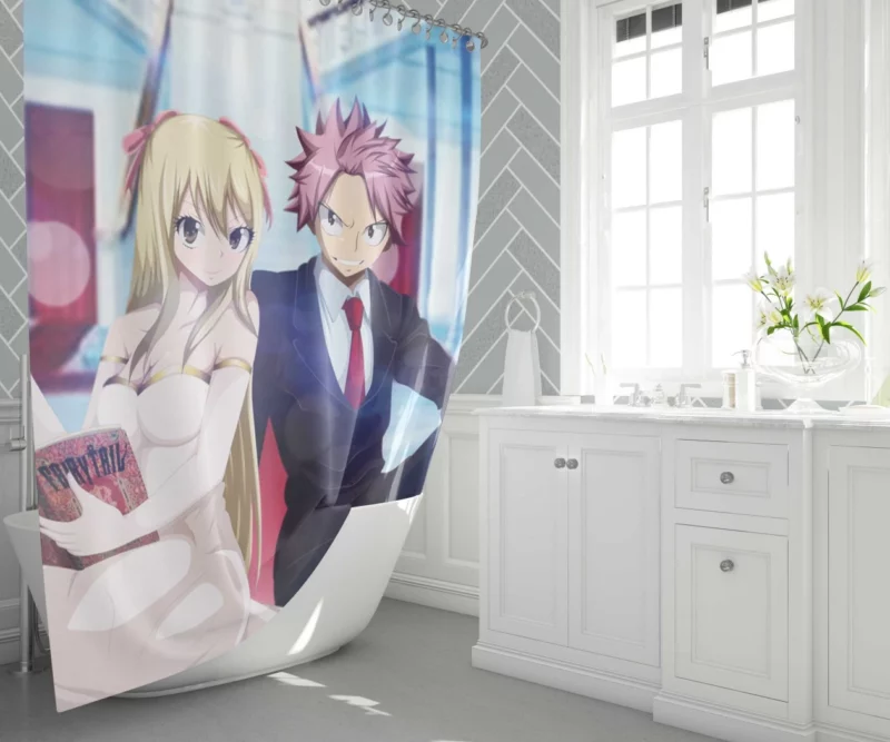 Natsu and Lucy Unbreakable Team Anime Shower Curtain 1