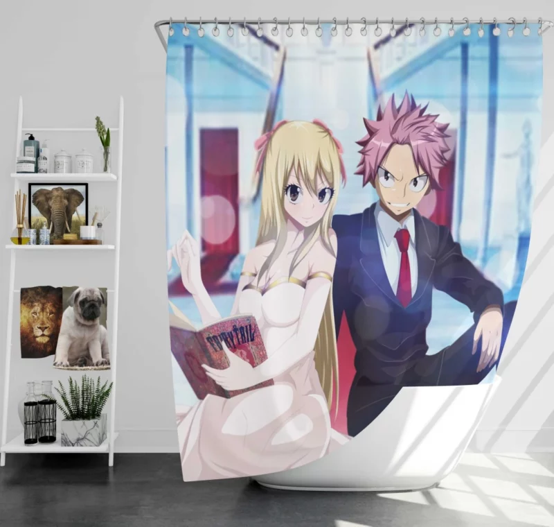 Natsu and Lucy Unbreakable Team Anime Shower Curtain