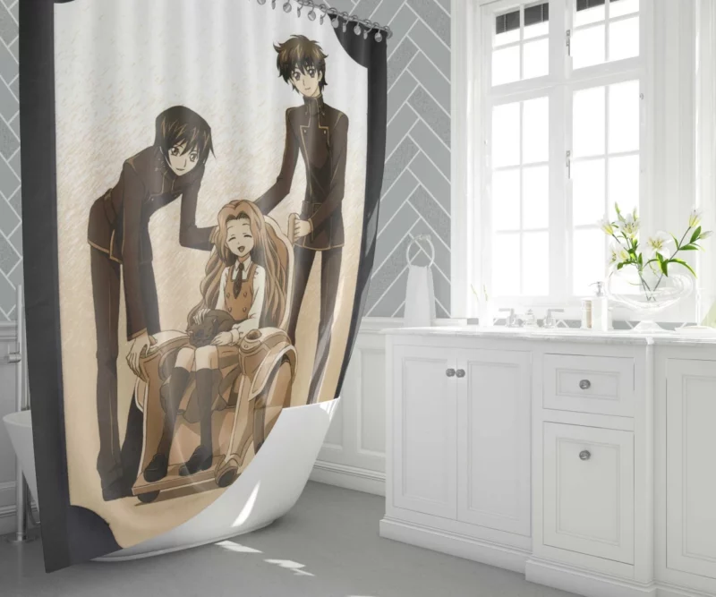 Nunnally Lamperouge Suzaku Kururugi Lelouch Lamperouge Anime Shower Curtain 1