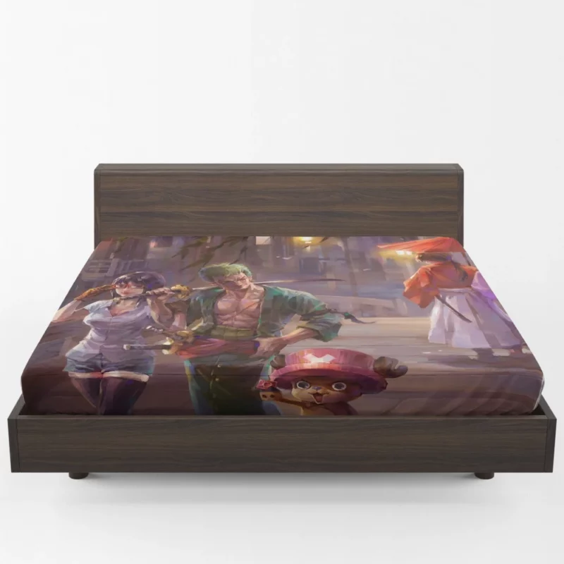 One Piece x Rurouni Kenshin Crossover Anime Fitted Sheet 1