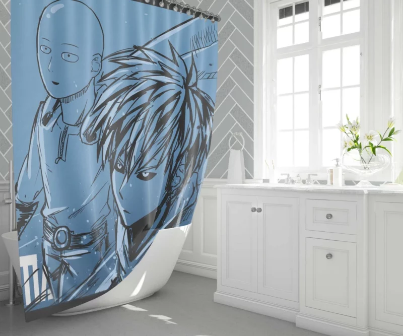 One-Punch Man Duo Saitama and Genos Anime Shower Curtain 1