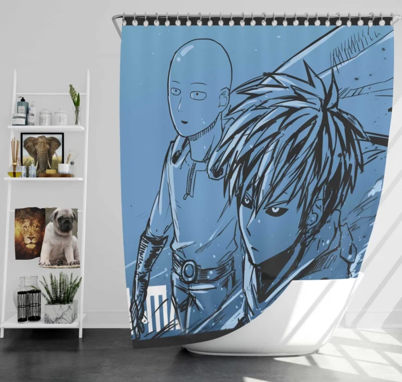 One-Punch Man Duo Saitama and Genos Anime Shower Curtain