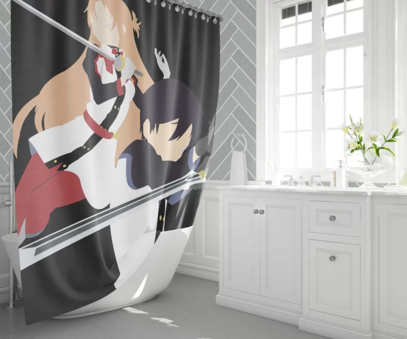 Ordinal Scale Kirito Asuna and Adventure Anime Shower Curtain 1