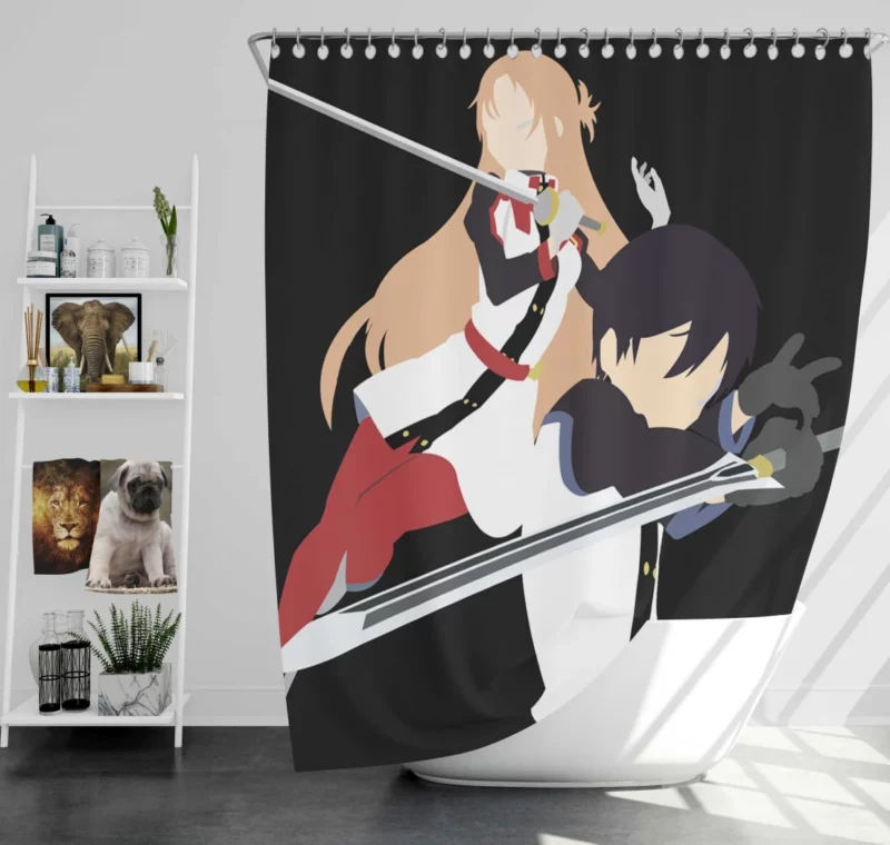 Ordinal Scale Kirito Asuna and Adventure Anime Shower Curtain