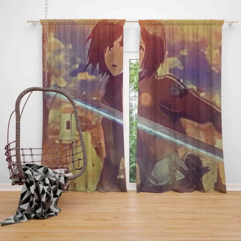 Painted Mikasa Artistic Titan Slayer Anime Curtain