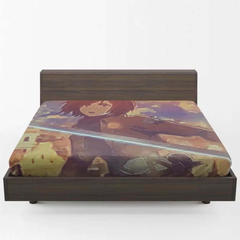 Painted Mikasa Artistic Titan Slayer Anime Fitted Sheet 1