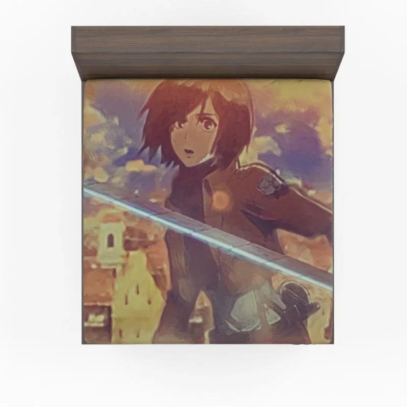 Painted Mikasa Artistic Titan Slayer Anime Fitted Sheet