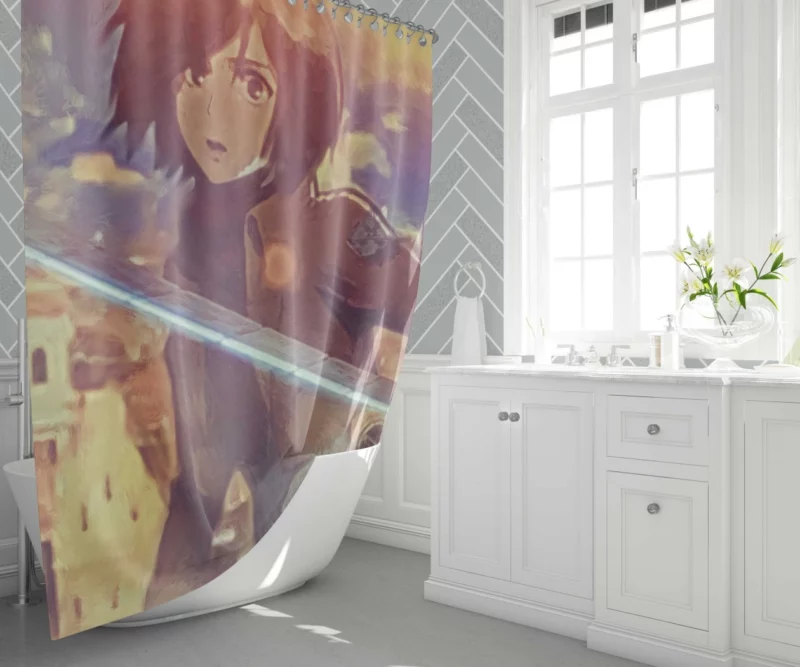 Painted Mikasa Artistic Titan Slayer Anime Shower Curtain 1