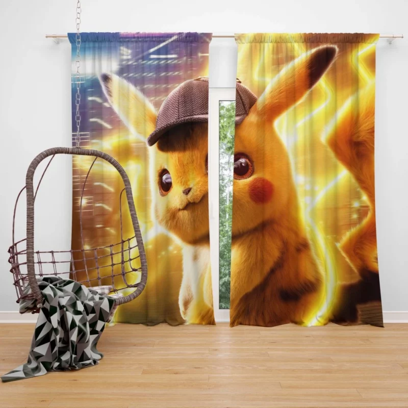 Pikachu Caffeine Detective Anime Curtain