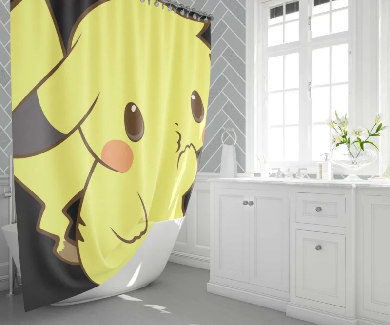 Pikachu Cute Electric Companion Anime Shower Curtain 1