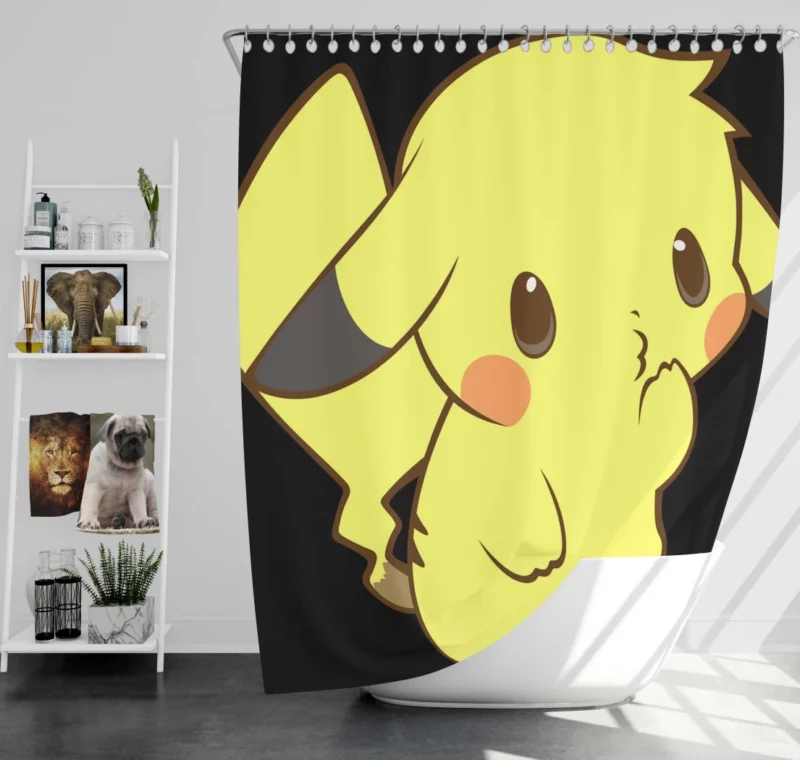 Pikachu Cute Electric Companion Anime Shower Curtain