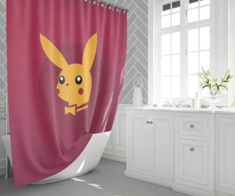 Pikachu Electric Minimalist Anime Shower Curtain 1