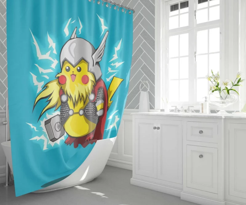 Pikachu Thunderous Entry Anime Shower Curtain 1