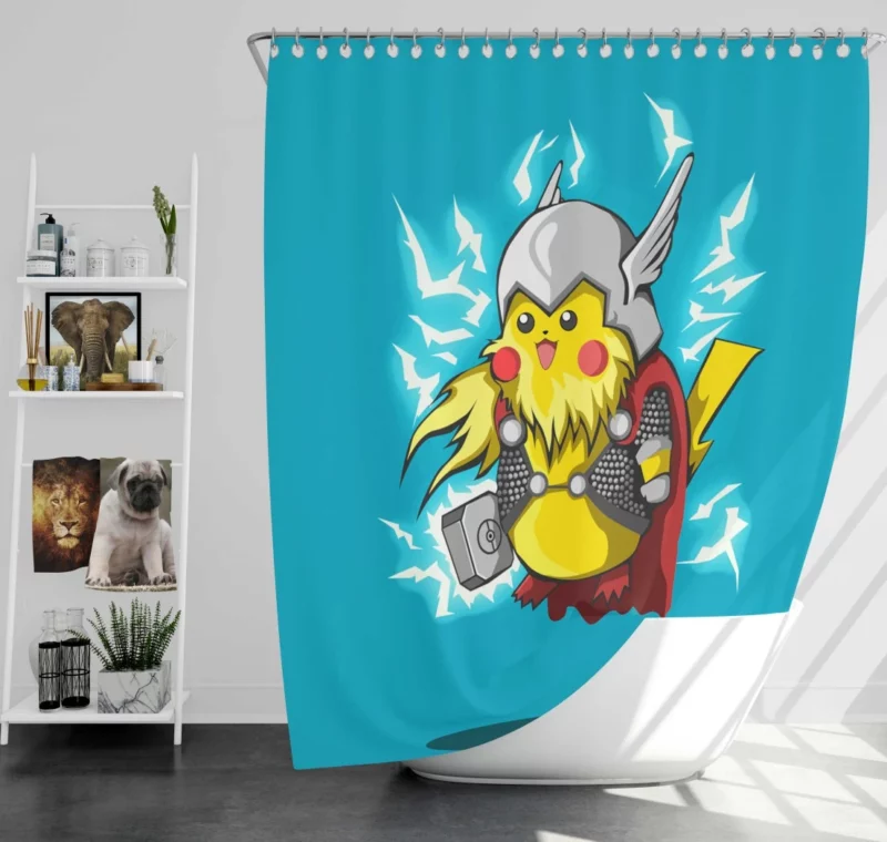 Pikachu Thunderous Entry Anime Shower Curtain