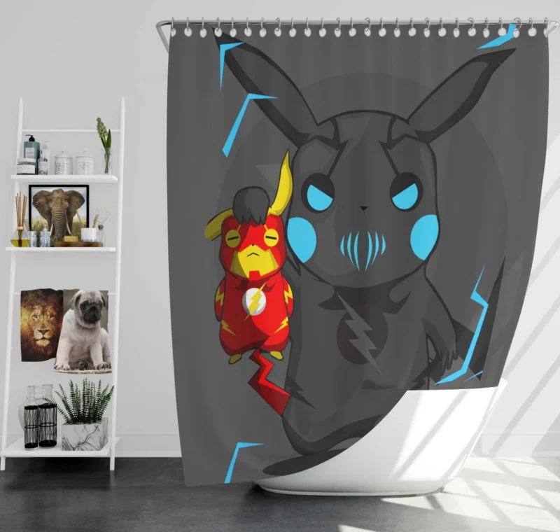 Pikachu as Thor Electric Power Anime Shower Curtain