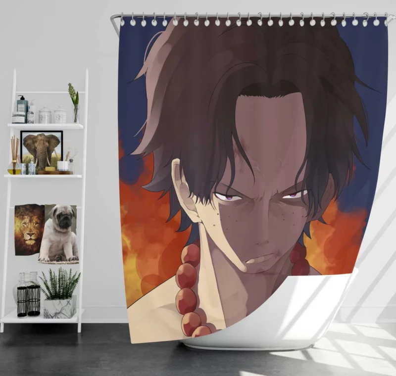 Portgas D. Ace Eternal Flame Anime Shower Curtain