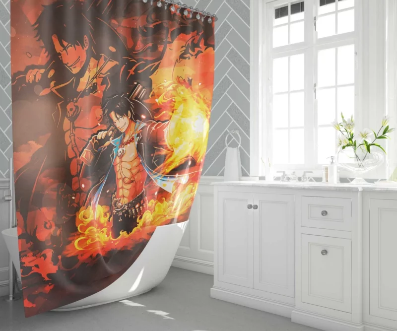 Portgas D. Ace Fiery Remembrance Anime Shower Curtain 1