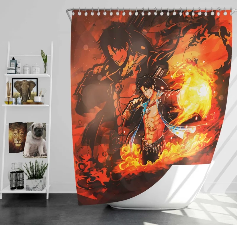 Portgas D. Ace Fiery Remembrance Anime Shower Curtain