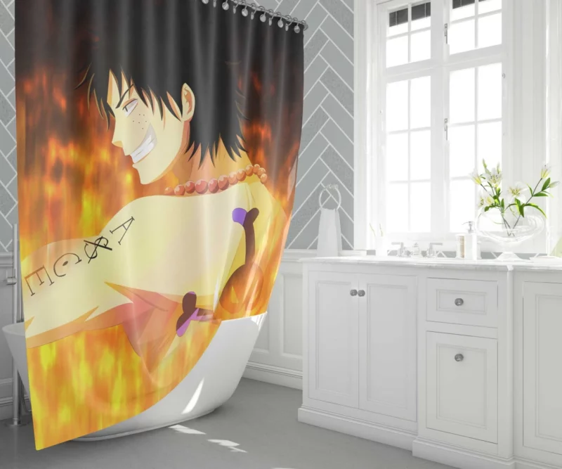 Portgas D. Ace Flaming Dream Anime Shower Curtain 1