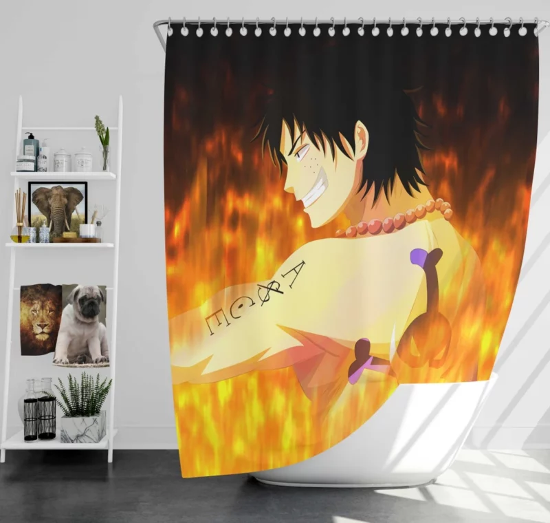 Portgas D. Ace Flaming Dream Anime Shower Curtain